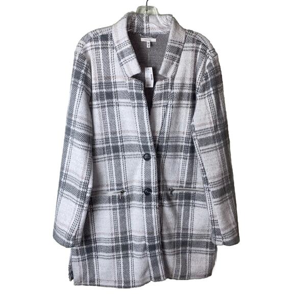 Maurices Gray Plaid Button Front Cardigan Coat Jacket Womens Medium - Picture 7 of 7